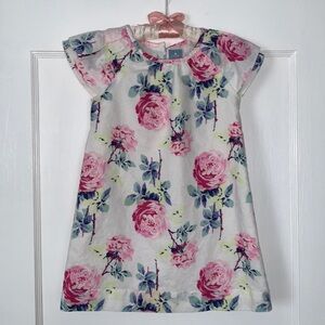 GAP Pink Roses Floral Dress 3 Cotton/Linen VGUC